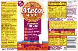 Label for 4 in 1 MultiHealth Fiber! Sugar-Free Orange Smooth Fiber Powder