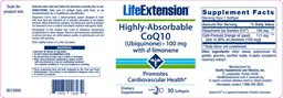 Label for Highly-Absorbable CoQ10 (Ubiquinone) With D-Limonene 100 mg