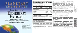 Label for Full Spectrum Elderberry Extract 525 mg