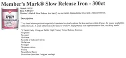 Label for Slow Release Iron
