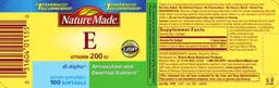Label for Vitamin E 200 IU