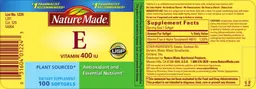 Label for Vitamin E 400 IU