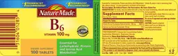 Label for Vitamin B6 100 mg