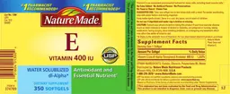 Label for Vitamin E 400 IU