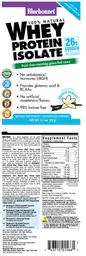Label for 100% Natural Whey Protein Isolate Natural French Vanilla