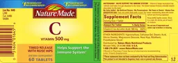 Label for Vitamin C 500 mg With Rose Hips