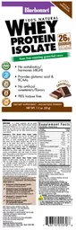 Label for 100% Natural Whey Protein Isolate Natural Chocolate
