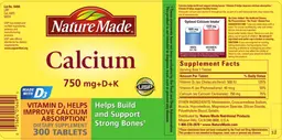 Label for Calcium 750 mg+D+K