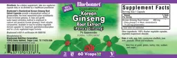 Label for Standardized Korean Ginseng Root Extract
