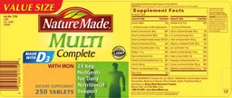Label for Multi Complete With Iron