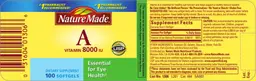 Label for Vitamin A 8,000 IU