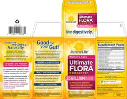 Label for Women's Care Ultimate Flora Probiotic 25 Billion