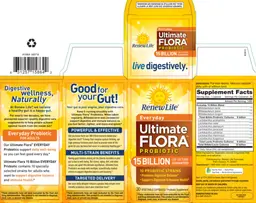 Label for Everyday Ultimate Flora Probiotic 15 Billion