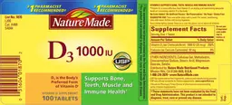 Label for D3 1000 IU