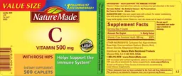 Label for Vitamin C 500 mg With Rose Hips