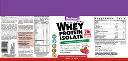 Label for 100% Natural Whey Protein Isolate Natural Strawberry