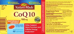 Label for CoQ10 100 mg