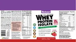 Label for 100% Natural Whey Protein Isolate Natural Strawberry