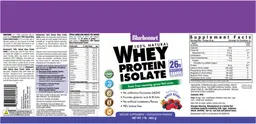 Label for 100% Natural Whey Protein Isolate Natural Mixed Berry