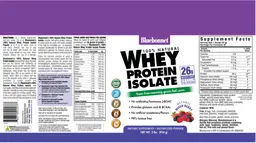 Label for 100% Natural Whey Protein Isolate Natural Mixed Berry