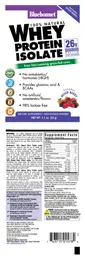 Label for 100% Natural Whey Protein Isolate Natural Mixed Berry
