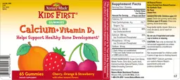 Label for Calcium + Vitamin D3 Gummies