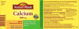 Label for Calcium 500 mg With Vitamin D3 400 IU