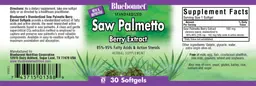 Label for Standardized Saw Palmetto Berry Extract