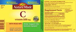 Label for Vitamin C 500 mg With Rose Hips