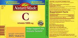 Label for Vitamin C 1000 mg