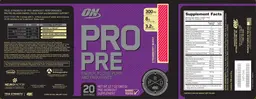 Label for Pro Pre Strawberry Burst