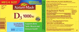 Label for Vitamin D3 1000 IU