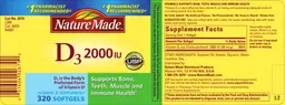 Label for Vitamin D3 2000 IU