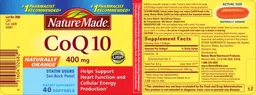 Label for CoQ10 400 mg