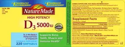 Label for High Potency D3 5000 IU