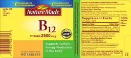 Label for Vitamin B12 2500 mcg