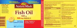 Label for Fish Oil 1200 mg Natural Lemon Flavor