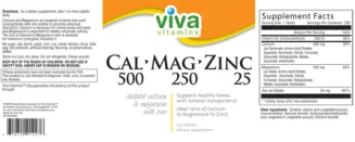 Label for Cal 500-Mag 250-Zinc 25