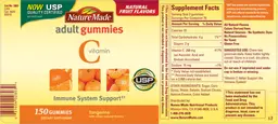 Label for Vitamin C Adult Gummies Tangerine