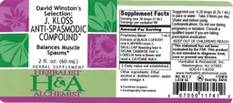 Label for David Winston's Selection: J. Kloss Anti-Spasmodic Compound
