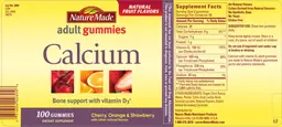 Label for Calcium Adult Gummies