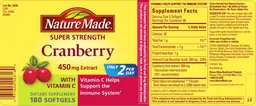 Label for Super Strength Cranberry 450 mg With Vitamin C