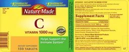 Label for Vitamin C 1000 mg