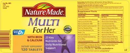Label for Multi For Her With Iron & Calcium