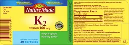 Label for Vitamin K2 100 mcg