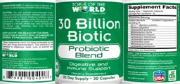 Label for 30 Billion Biotic Probiotic Blend