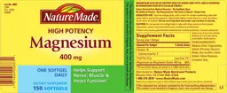 Label for High Potency Magnesium 400 mg