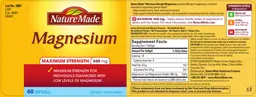 Label for Maximum Strength Magnesium 500 mg