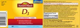Label for Maximum Strength D3 10,000 IU