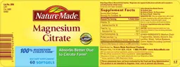 Label for Magnesium Citrate